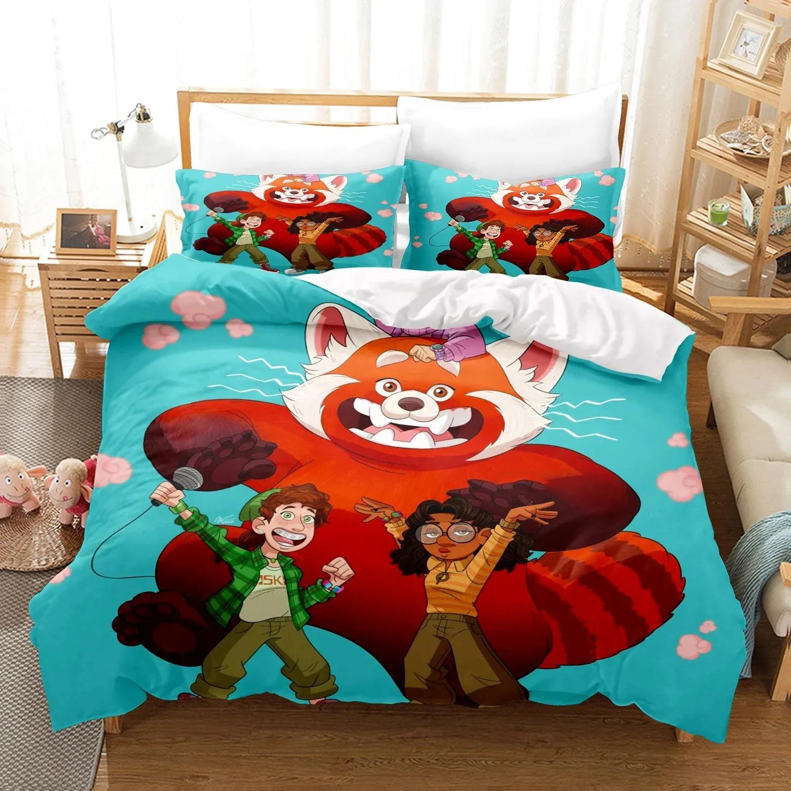 

Turn Red Quilt Set, Cartoon Bedding Set, Boy & Girl Family Room Bedroom Duvet Set, Cute Quilt Set 2/3pcs 135x200cm