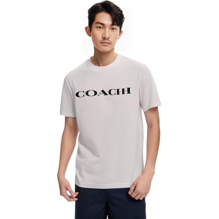 COACH T Shirts Men's White Crew Neck Moderate C9693-CR