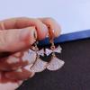 Temperament Small Skirt Earrings Zircon Bow Ear Buckle Fan Earrings Women'S Earrings