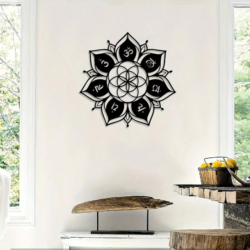 Vintage Chakra Wrought Iron Wall Art Lotus Symbol Outdoor Indoor Yoga Meditation Decor Spiritual Gift