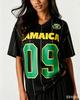 Maglia da Calcio Stile Giamaicano a Strisce con Lettere Stampate a Maniche Corte alla Moda Comoda Streetwear Estiva Maglietta da Donna Top Y2k