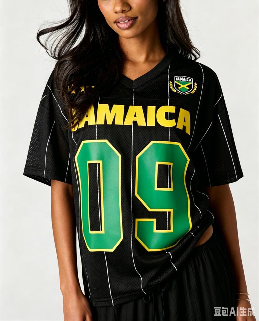 Maglia da Calcio Stile Giamaicano a Strisce con Lettere Stampate a Maniche Corte alla Moda Comoda Streetwear Estiva Maglietta da Donna Top Y2k