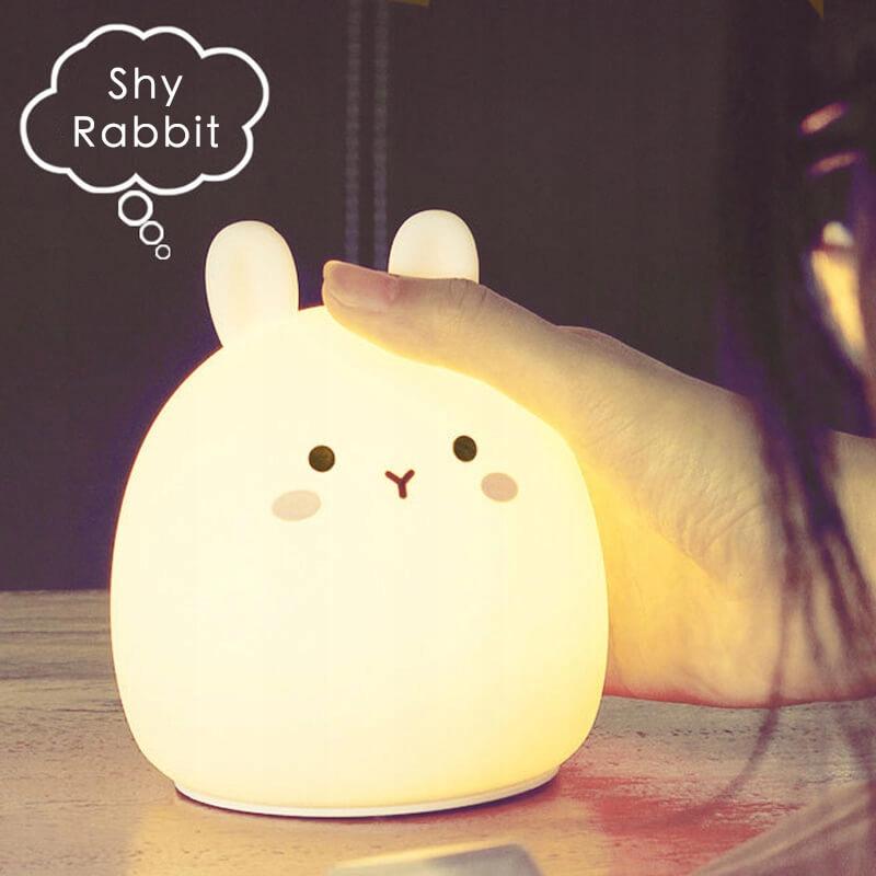 Soft rabbit lamp with remote control Silicone for children multicolor USB