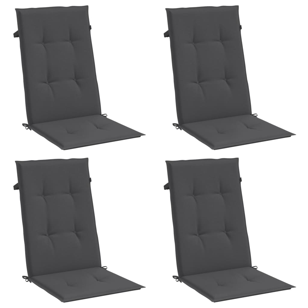 High Back Cushions 4 Pcs. Melange Anthracite 120 X 50 X 4 Cm Fabric