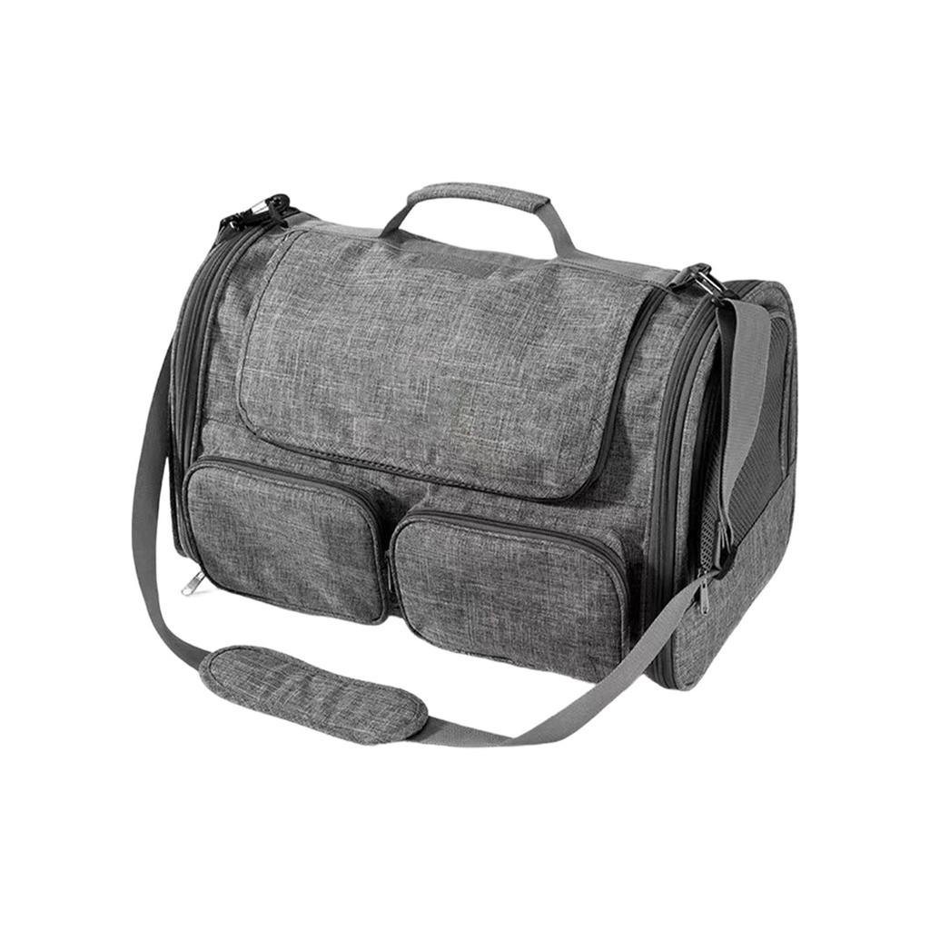 Portable Foldable Pet Carrier Bag for Small Dogs and Cats with Multiple Pockets and Adjustable Shoulder Strap for Travel and Car Use