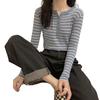 2025 Women's Striped Knitwear Slim Long Sleeve Base Layer Top for Spring and Autumn