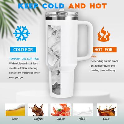 Wasserflasche mit Griff und Strohhalm 40 oz Wasserflasche Hält Wasser länger kalt Edelstahlflasche Isolierbecher