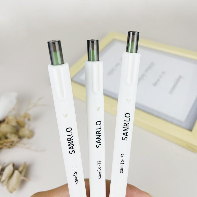 Jasmine Green White Tea Click Pen - Stylish, Quick-Drying Black Gel Pen for Students, 0.5mm