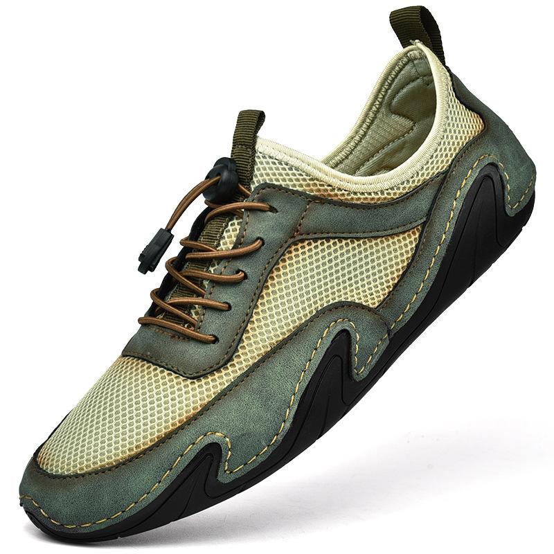 

Весна и лето Новые мужские повседневные туфли для вождения с мягкой подошвой из кожи Летние дышащие кроссовки с сетчатой поверхностью 48 зелёный