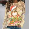 Cartoon Owl Pattern Cotton T-Shirt For Women Christmas Style Long Sleeve Tops Autumn O Neck Oversized Pullover Harajuku Sweater