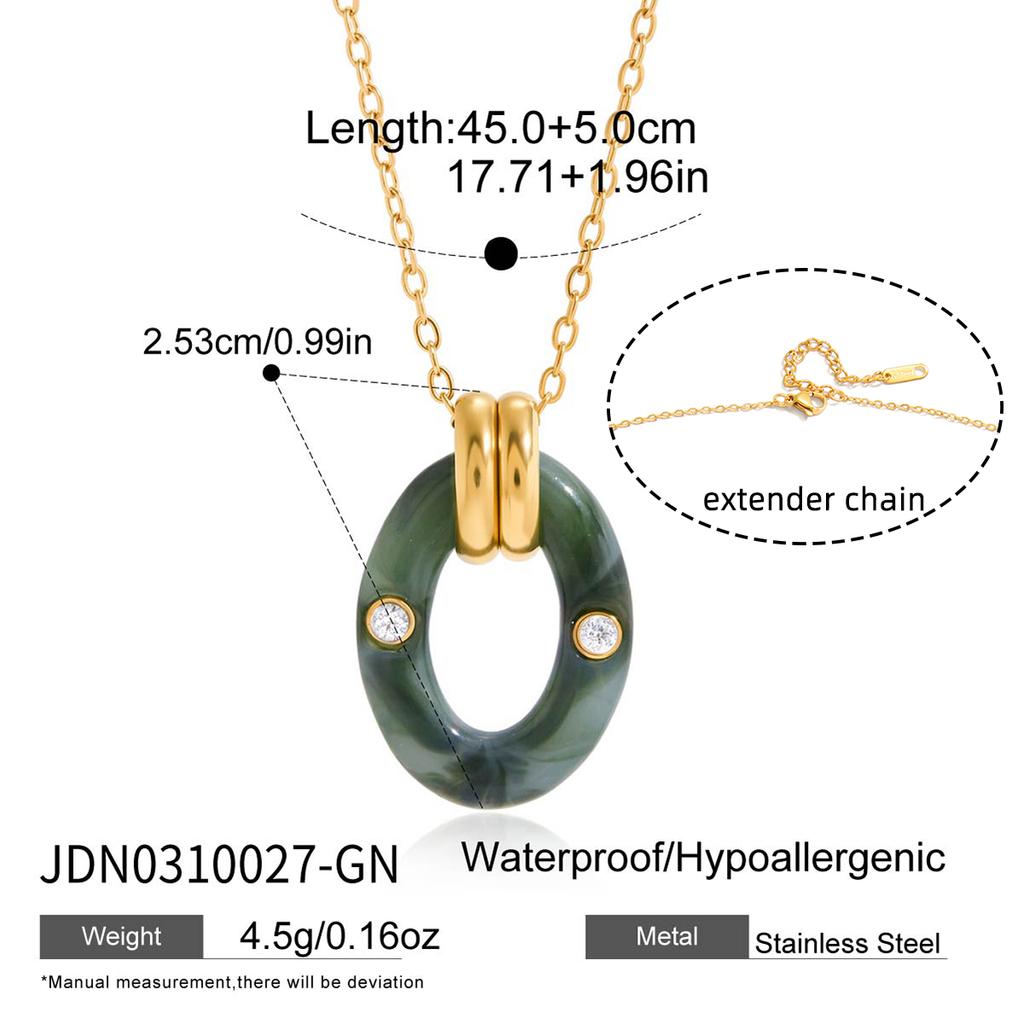Youthway Vintage Crystal Resin Pendant Necklace For Women Minimalist  Gold Plated Stainless Steel Necklace Fashion Jewelry