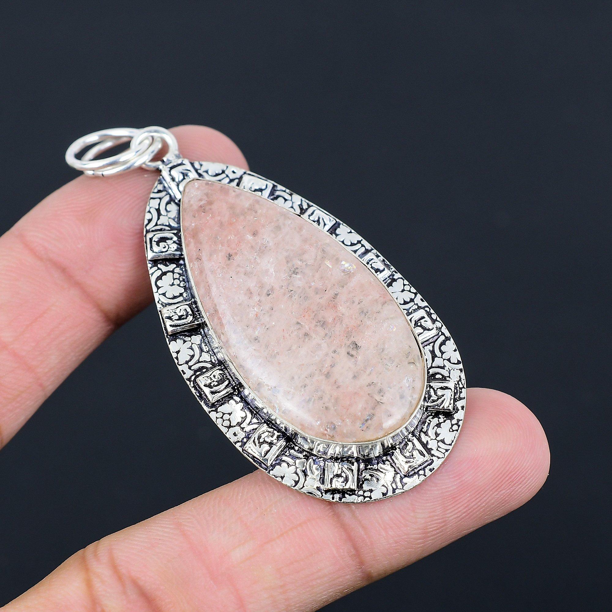 Pear Strawberry Quartz Gemstone 925 Silver Handcrafted Bezel New Pendant Jewelry
