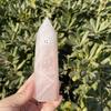 Natural Carved Pink Quartz Rose Crystal Point for Reiki Healing