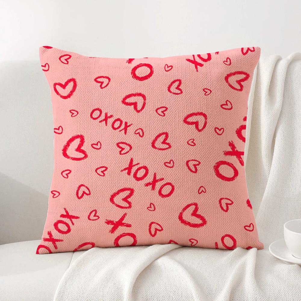 Hot Loving Heart Cushion Cover Natural Linen Organic Fabric DoubleSided Printing Sofa Home Decor Breathable Bed Pillow