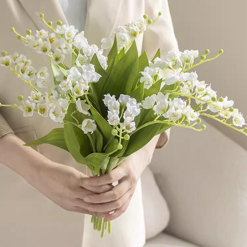Flower Artificial Lily Of The Valley Realistic-Looking Fake Plants Wedding Table Centerpiece Home Festival Party Decor La Fête Du Muguet