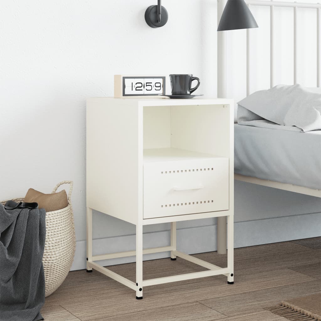 Nightstand White 36 X 39 X 60.5 Cm Steel