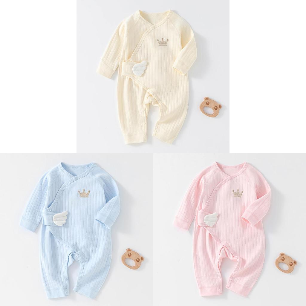 Unisex Baby Cotton Sleepwear With Diagonal Tie Fastening For Infants