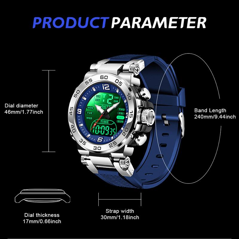 FOXBOX Fashion Luminous Men's Watch Military Sports Quartz Dual Waterproof Date Week Luxury Mens Wristwatch Reloj Hommes