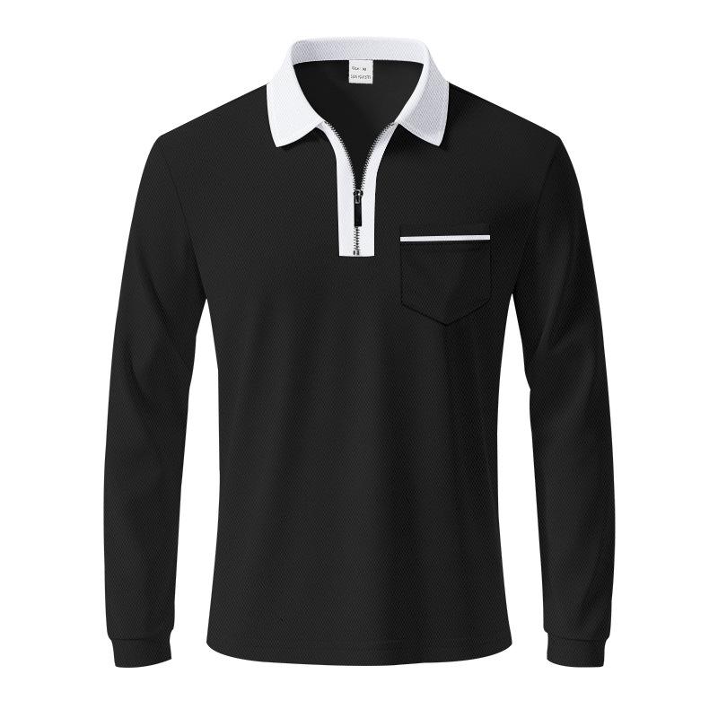 Spring Classic British-style POLO Shirt with Zipper Quick-drying and Breathable
