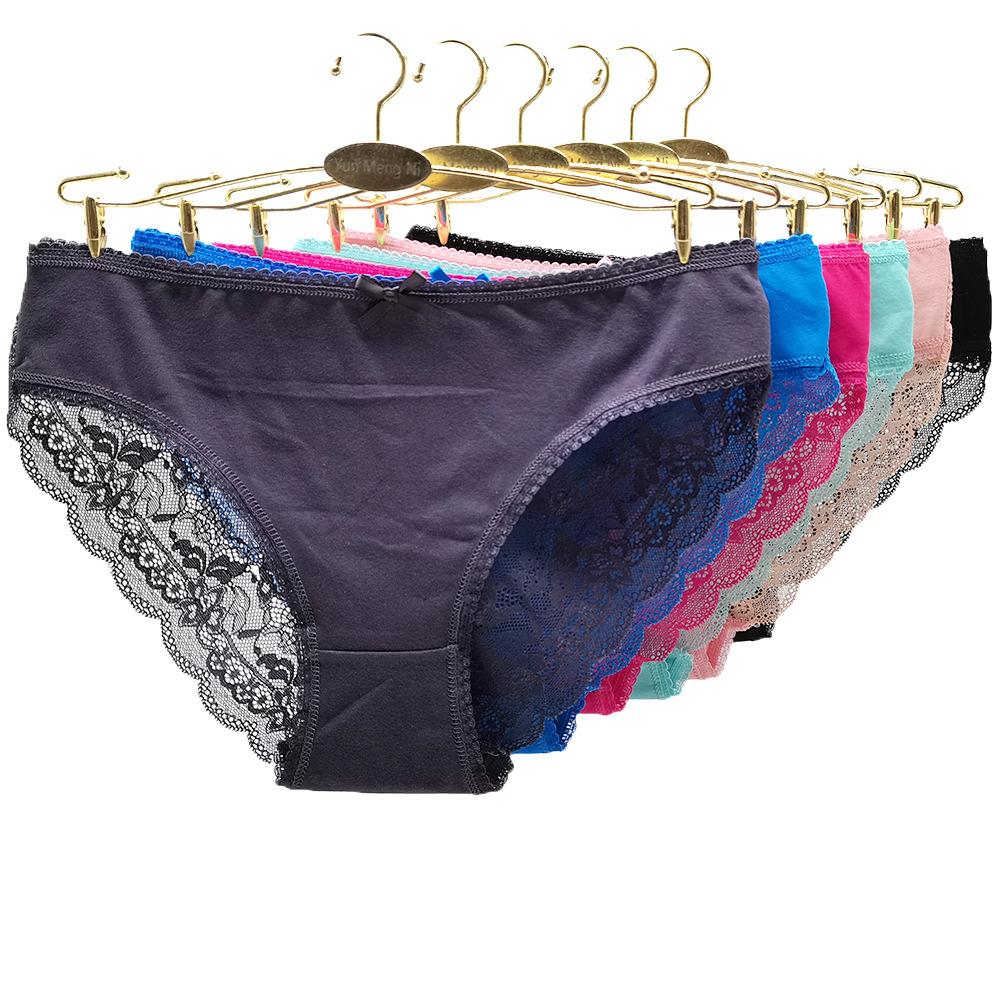 Hot Sale Low Rise Underwear Underpants Ladies Panty Sexy Lace Lingerie Women's See Through Panties  Lot/ 6 Pcs