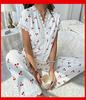 Women's European Style Bowknot Pajama Set - Long Sleeve Top & Elastic Long Pants, Printed, Casual, and Sexy for Indoors or Outdoors.
