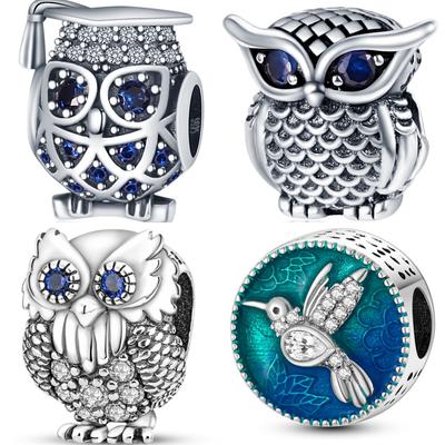 Kupfer Eule Vogel Tier Serie Anhänger Perlen Passend für Original Feine Armbänder DIY Schmuck Geschenke Zubehör