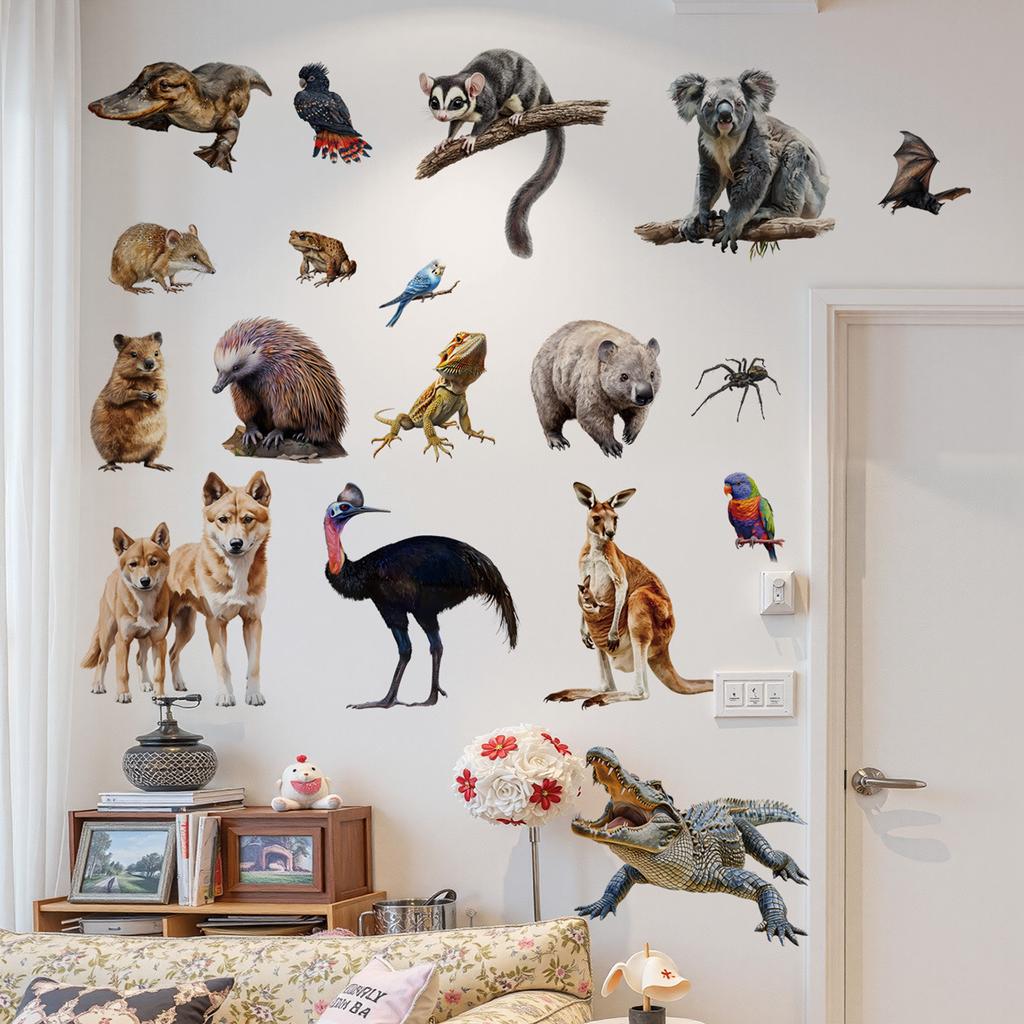 DIY Safari Animal Wall Stickers for Kids Room Decor Tiger Elephant Zebra Tropical Rainforest Savanna Nursery Decals Christmas Gifts