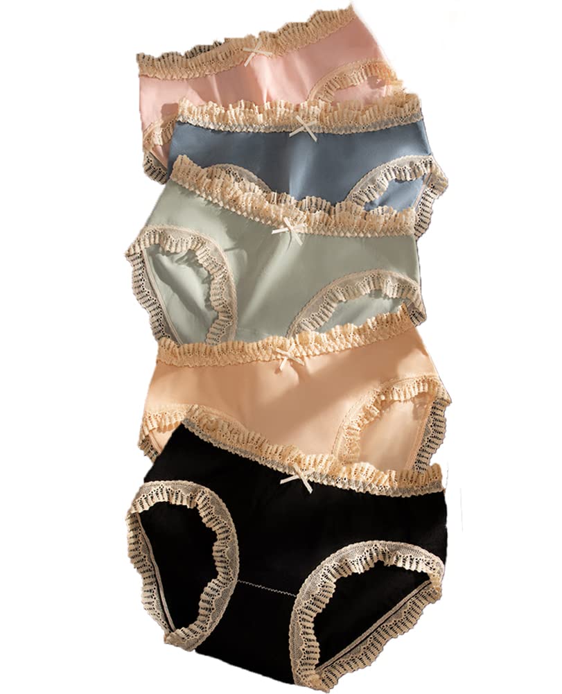 Alpbee Lace Super and Women's Panties, Cute, Soft, Antibacterial, Breathable, Stretchy, 5-Pack