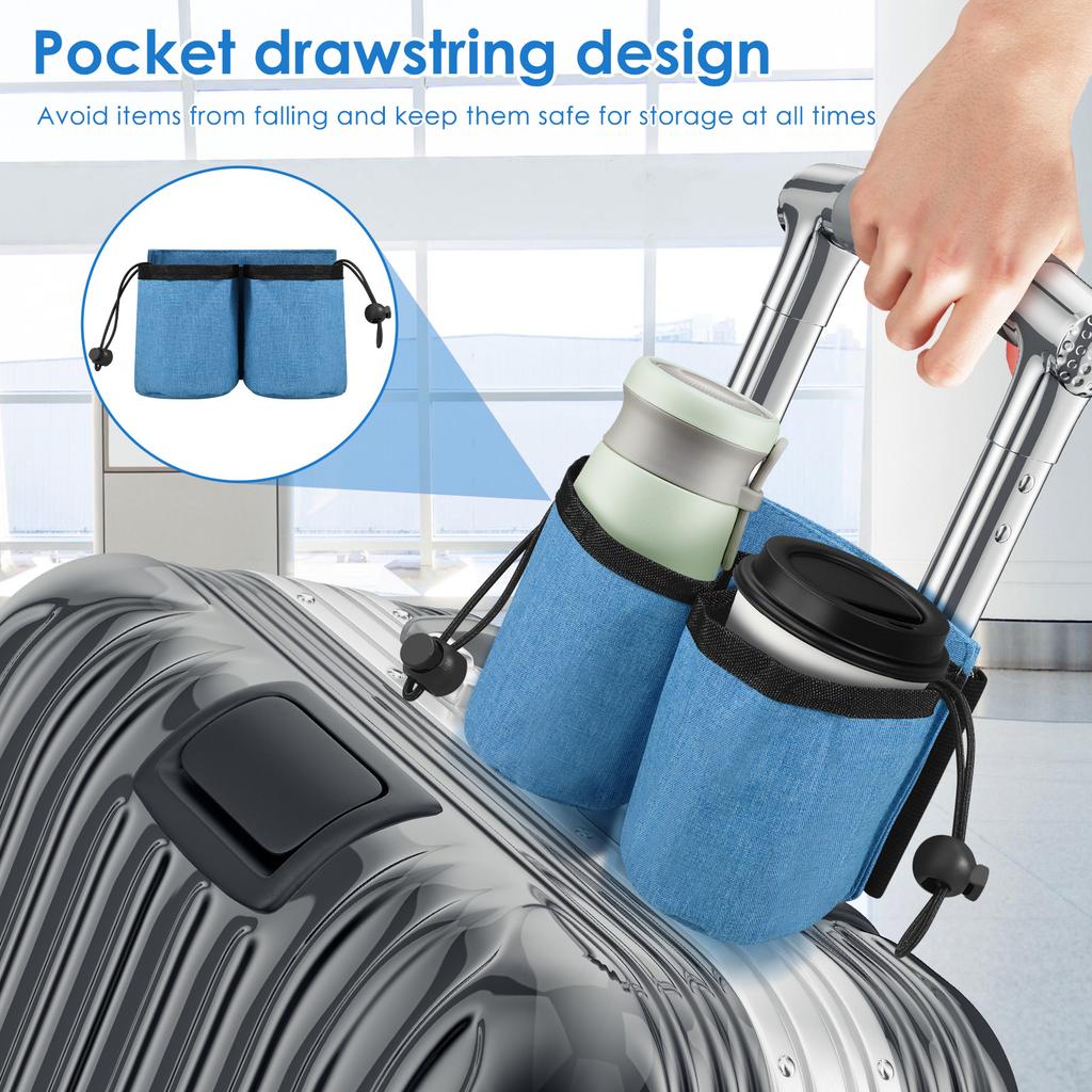 Travel Luggage Cup Holder Durable Suitcase Drink Bag with Drawstring Portable Milk Tea Coffee Mugs Holder for Flight Attendant