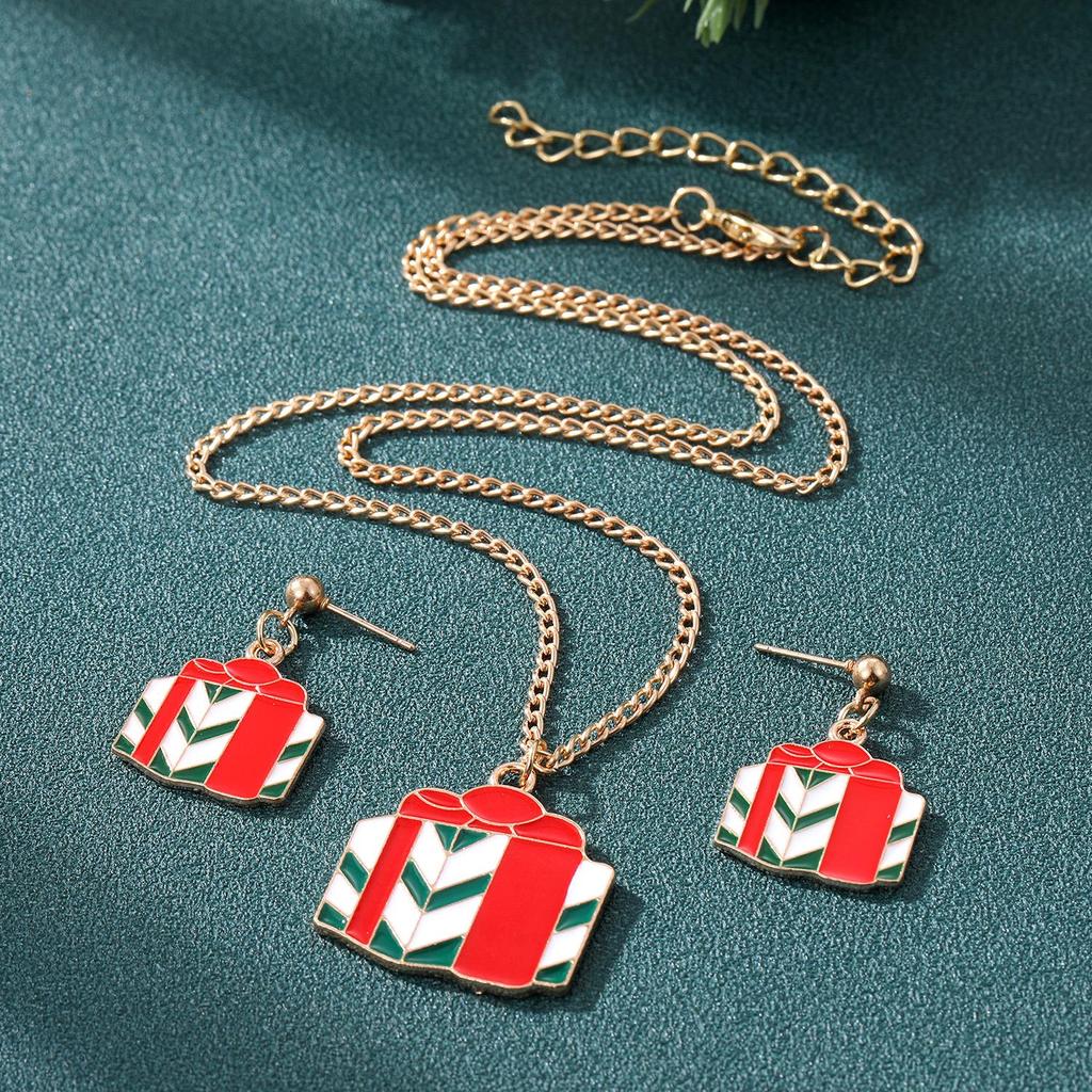 2023 New Girl Fashion Christmas Necklace Christmas Gift Necklace Gift Box Earrings Pendant Exquisite Jewelry Set Couple Jewelry Combination