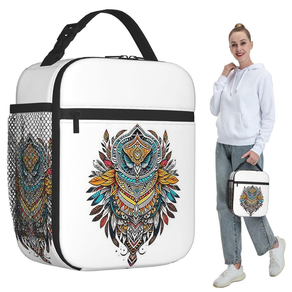 Tribal Echoes Of Nordic Metal Sculptures Insulated Lunch Bag for Kids School Cooler Thermal Food Box Tote Lunch Boxes Container