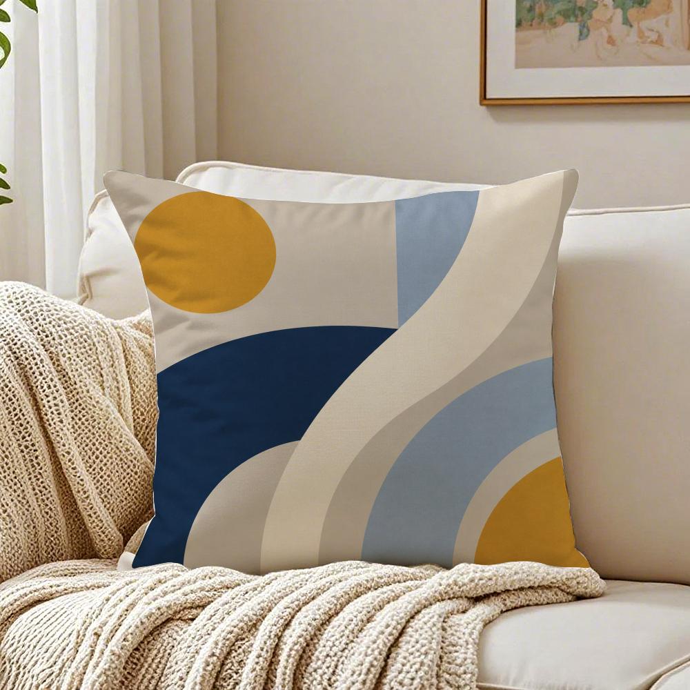 Boho Abstract Shapes Pillow Case Organic Short Plush Cushion Covers Breathable Washable WrinkleResistant