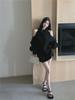 Women's Off-Shoulder Black Knit Sweater - Loose Korean Style for Autumn/Winter 2024