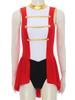 Women's Circus Ringmaster Halloween Costume Sleeveless Skirted Leotard Showman Jumpsuit