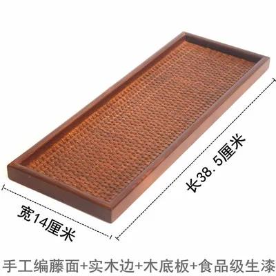 Rattan Wooden Serving Tray Storage Handle Rectangle Handmade Breakfast Tea Food Plate Dish Dinner Decorative Fruit Kitchenware