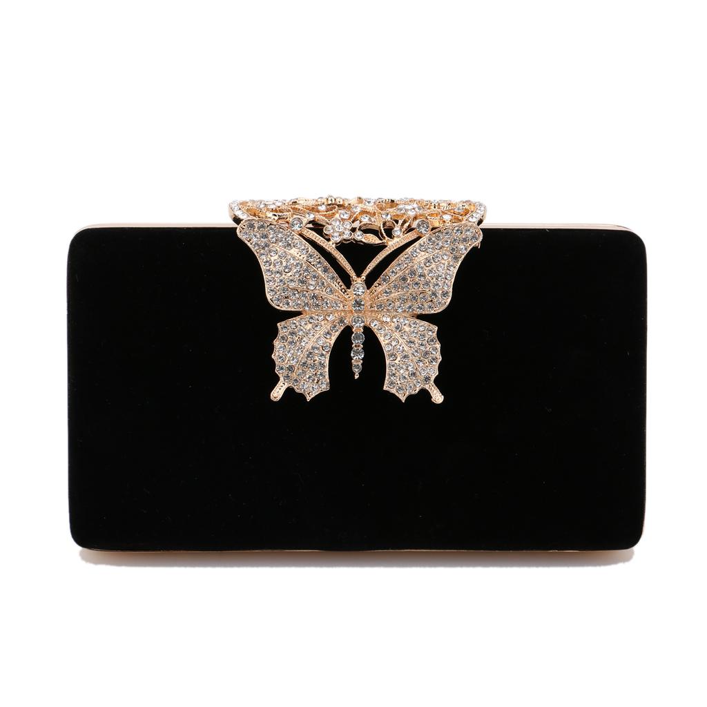 Women Evening Bags Butterfly Golden Day Clutch Rhinestones Shoulder Chain Party Holder Handbags For Fashion Lady Purse