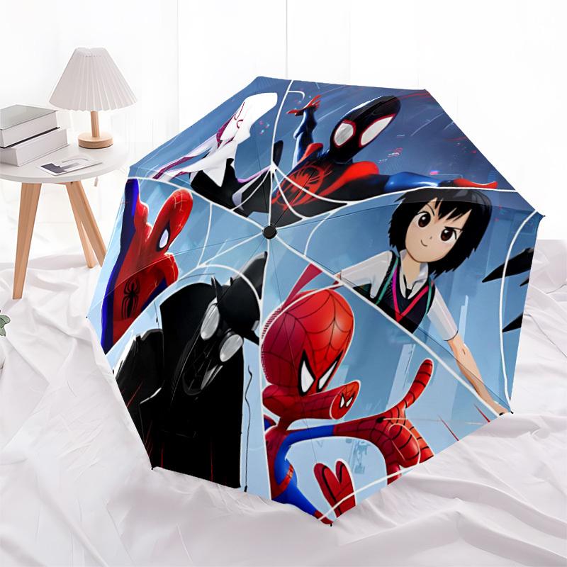 1pc Spider-Man: Into the Spider-Verse Characters Automatic Folding Umbrella - Compact 8-Rib Design, Durable Plastic & Iron, Daily Use F104020