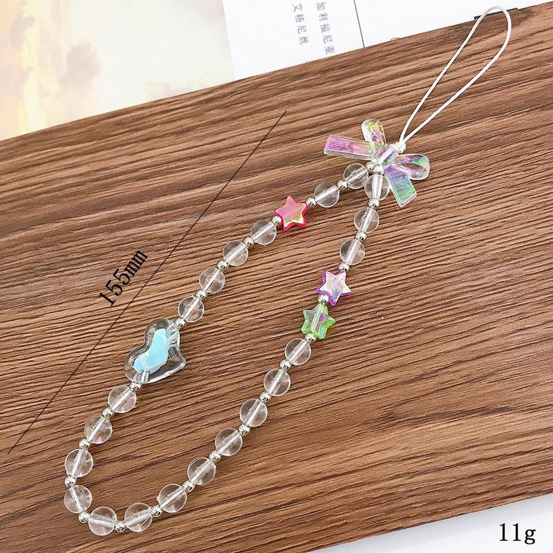 Pearl Bow Beaded Mobile Phone Lanyard Keychain Pendant Accessory