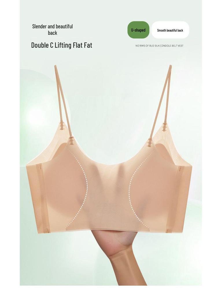 Women's Seamless Push-Up Strappy Bandeau Vest - Super Thin, Breathable Cooling Bra for Small Chests