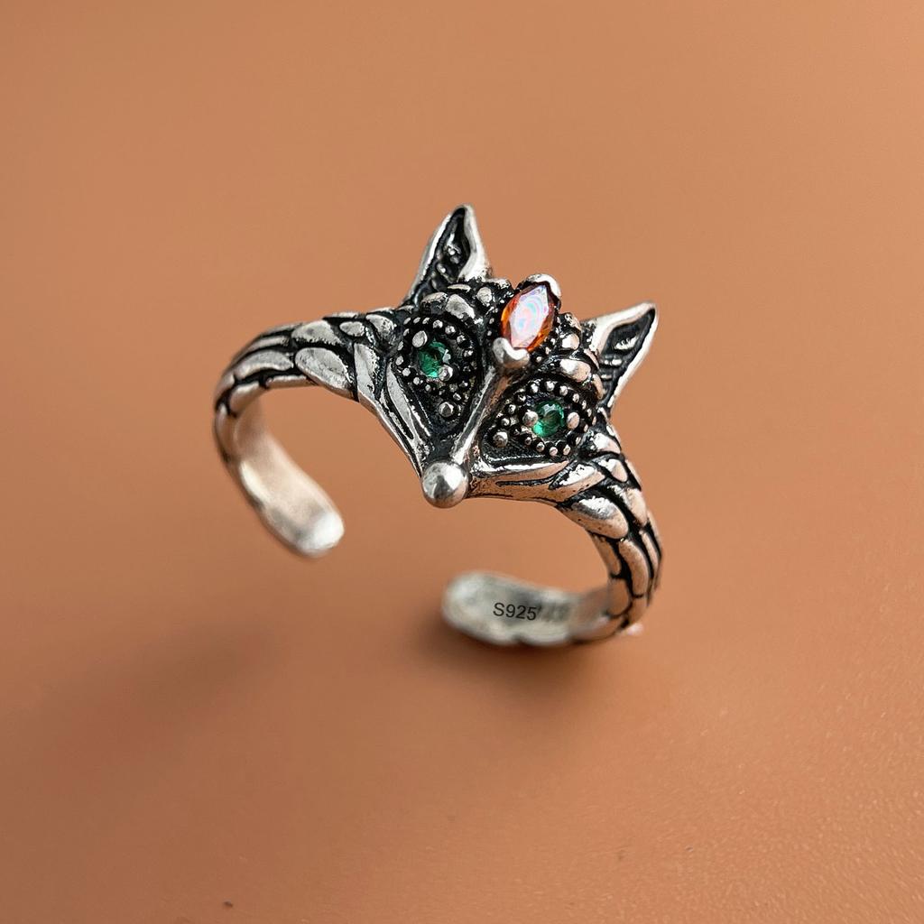 925 Sterling Silver Rings for Women Couple Minimalist Handmade Simple Wide Retro Rabbit Ring Fine Jewelry Gift Prevent Allergy