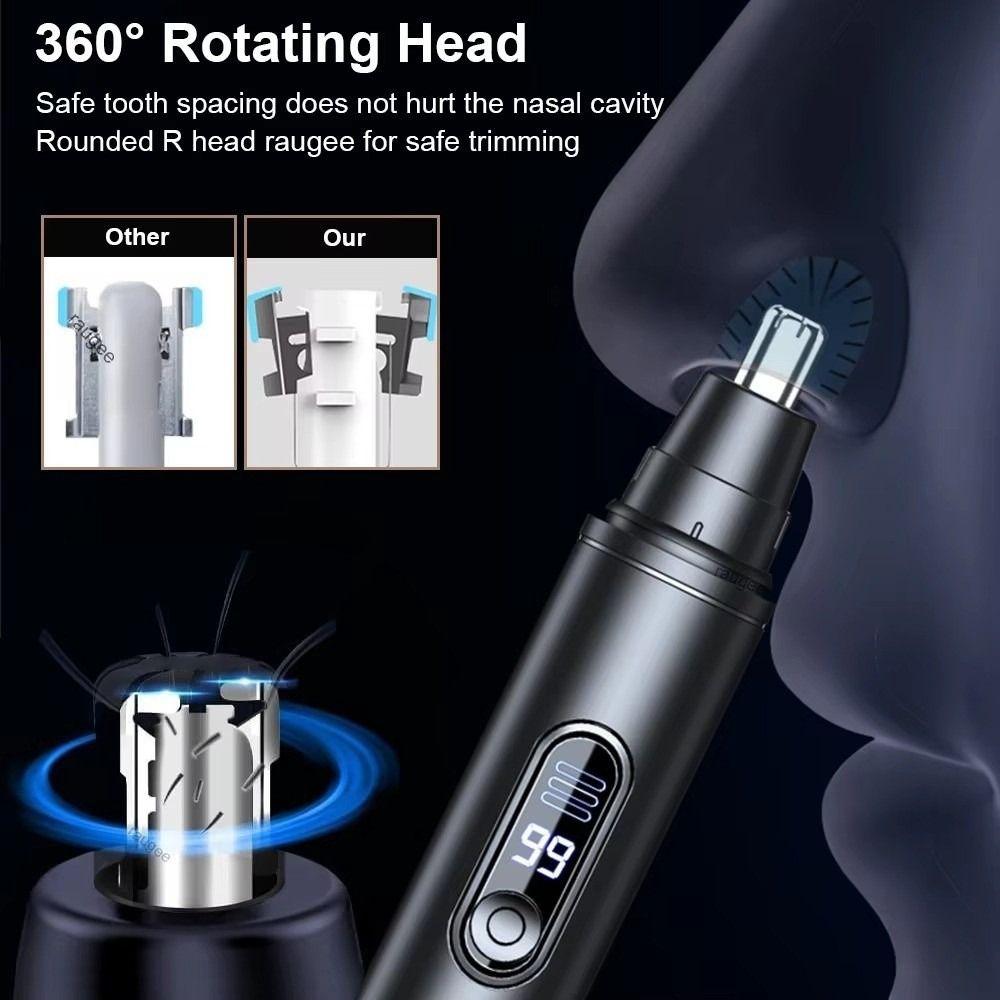 LED Digital Display Intelligent Nose Hair Clipper Ear Face Clean Trimmer  Household