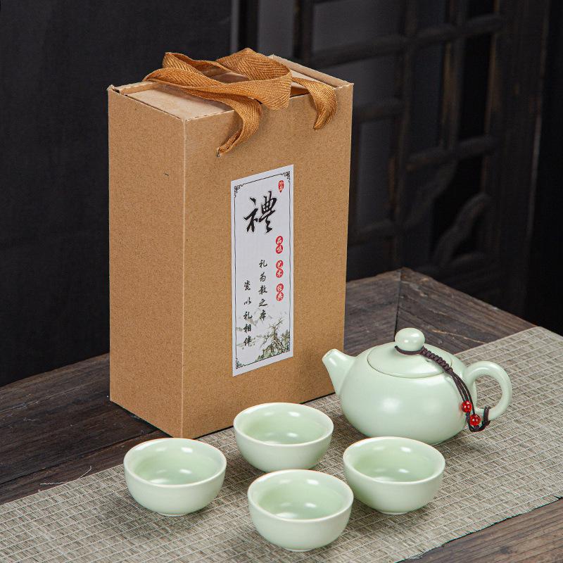 Ceramic Tea Set, One Pot and Two Cups, a Complete Set, Ding Kiln Penguin Pot Gifts, Company Activities, Custom-written Advertisements