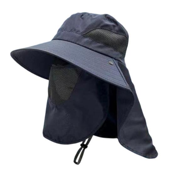 Lightweight Summer Hat Breathable Mesh Bucket Hat 360-Degree Sunshade Fisherman with Detachable Face