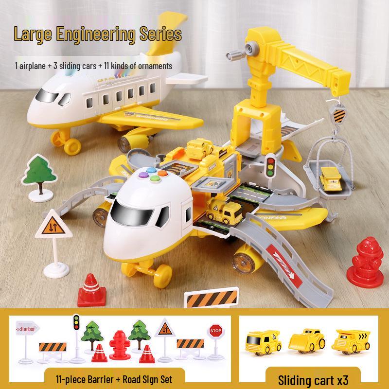 Children's Inertial Toy Car Set with Airplane and Music