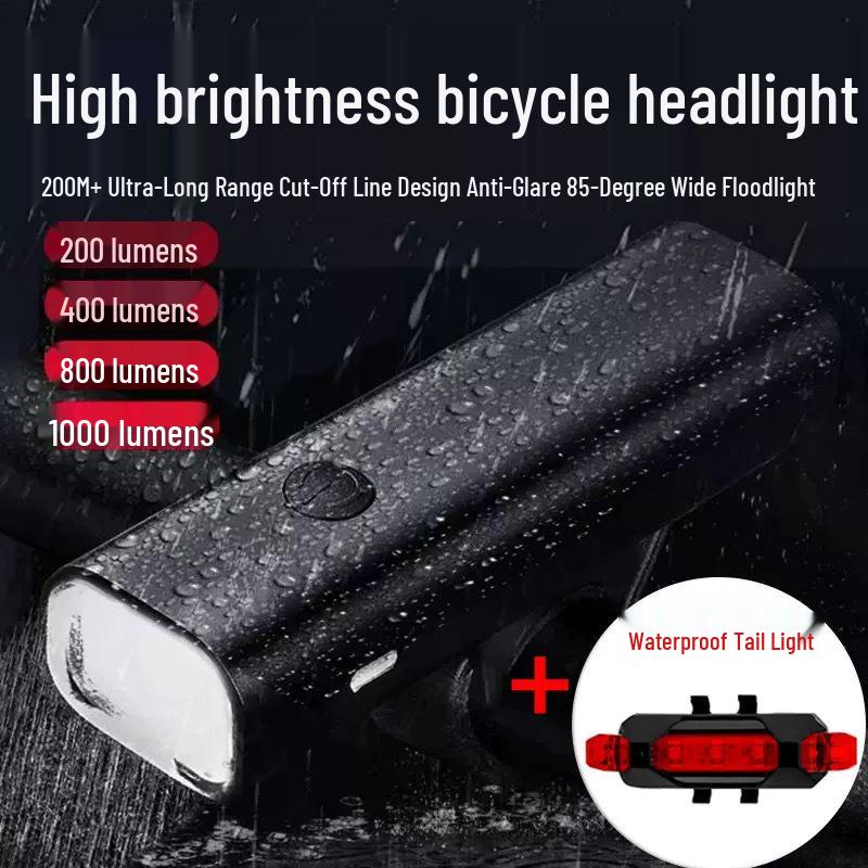 Bicycle Headlight & Taillight Set: Night Riding and Mountain Bike Flashlight Accessories