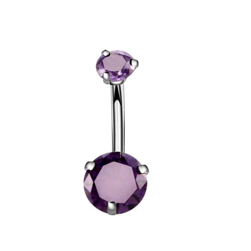 Purple Series Belly Button Ring Set: Stainless Steel Claw Piercing Jewelry