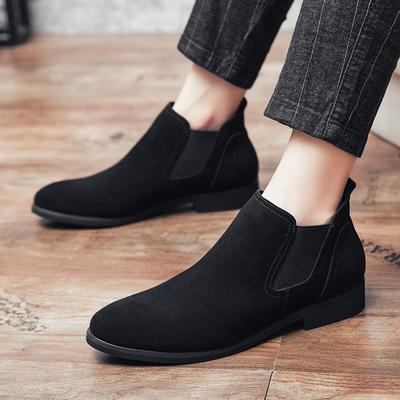 Man Fashion Chelsea Boots Suede Genuine Leather Mens Shoes Design Men 'S Dress Boot Handmade Comfortable Officeformal Shoes Men