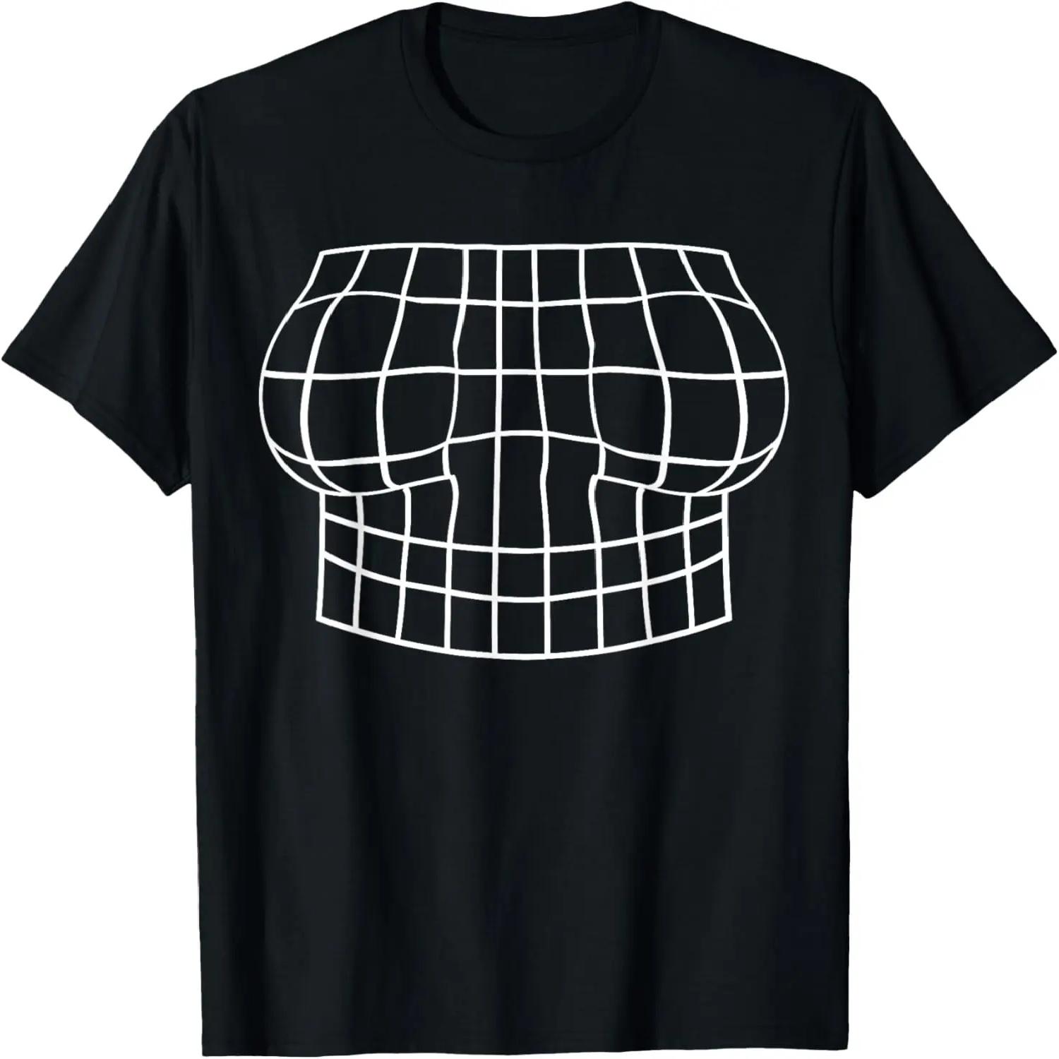 Magnified Chest Optical Illusion Grid Boobs 3D Graphics Idea T-Shirt S