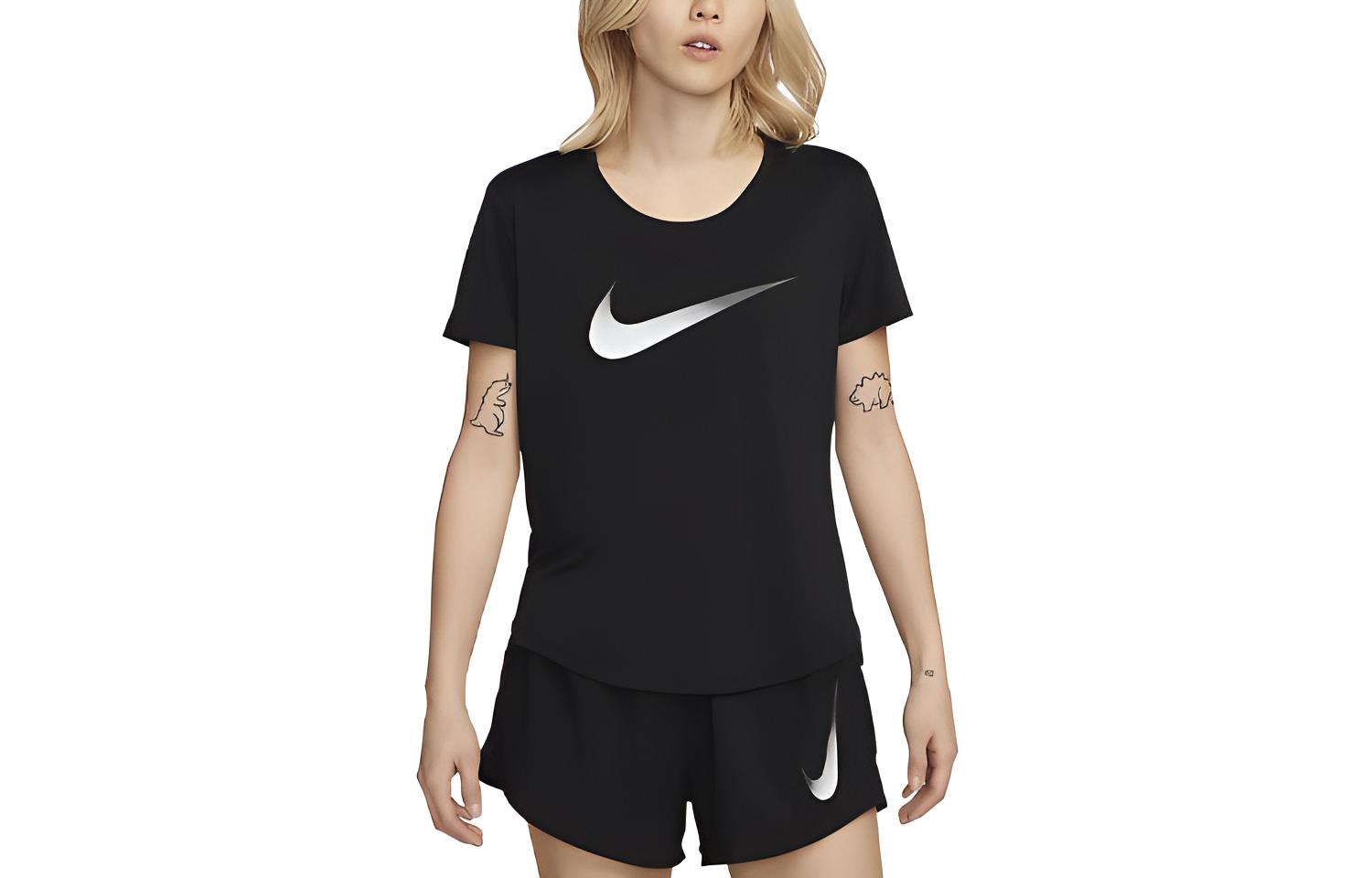 Nike Dri-FIT One Women ss Logo Crewneck T-Shirt Black DX1026-010 XS
