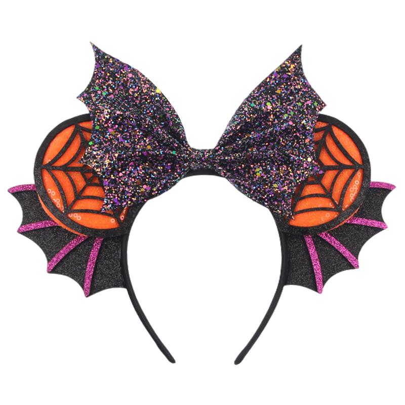 Halloween Mouse Ears Headband Sequins Bow Hairband For Women Featival Party DIY Hair Accessories Boutique